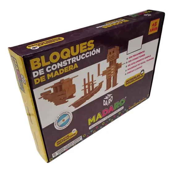 Juego De Maderas Maderitas Bloques Armar Construir Didáctico