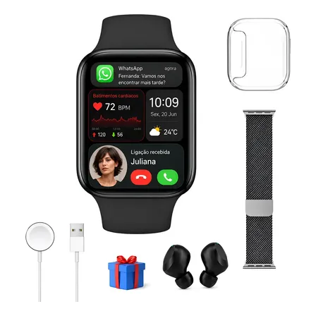 Smart Watch 11 Prova D'água Compatível Com Todos Iphones Preto