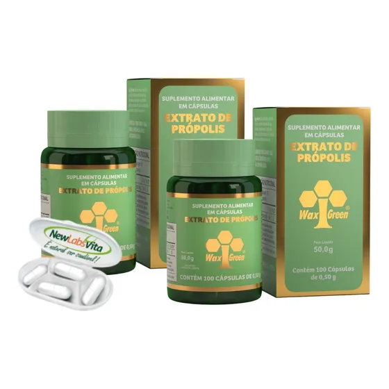 Kit 2 Própolis Verde 80% Wax Green 100 Cápsulas 300mg