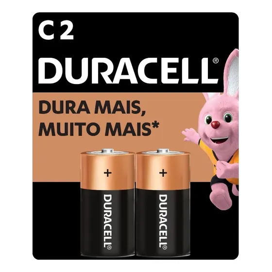 Pilha Alcalina C Média Duracell Com 2 Unidades