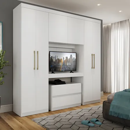 Guarda Roupa Casal 6 Portas 2 Gavetas Porto Branco Móveis Carraro