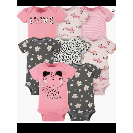 Set De Bodys 8 Piezas Marca Gerber Para Niña (3m-6m)