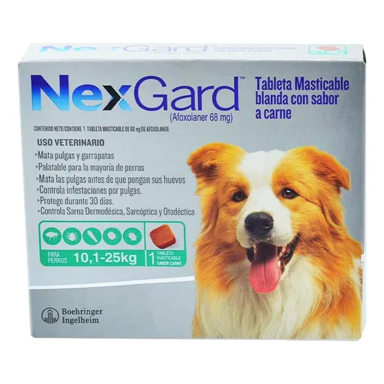 Anti Garrapatas Y Pulgas Para Perro Nexgard 10 A 25 Kg