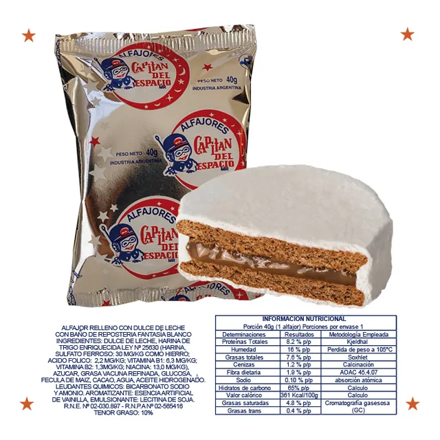 Caja De Alfajores Capitán Espacio Blancos 36 Unidades