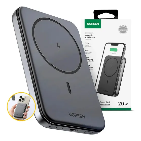 Power Bank Magnetico Tipo C Ugreen 10000 Mah 20w Magsafe Gris