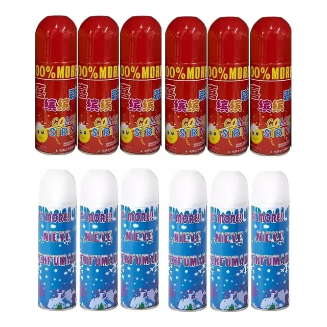 Serpentinas En Spray Y  Nieve Espuma En Spray X12