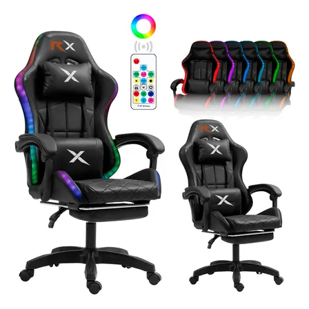 Silla Gamer Rgb Reclinable Reposapiés Silla Gaming + Control