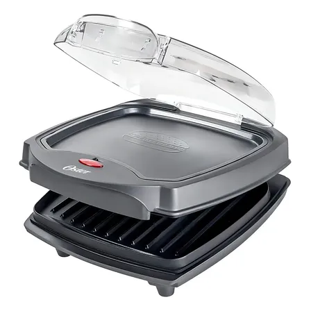 Grill Elétrico Burguer Oster Ogrl500 2 Em 1 Com Estufa 1200w Cor Preto 127v