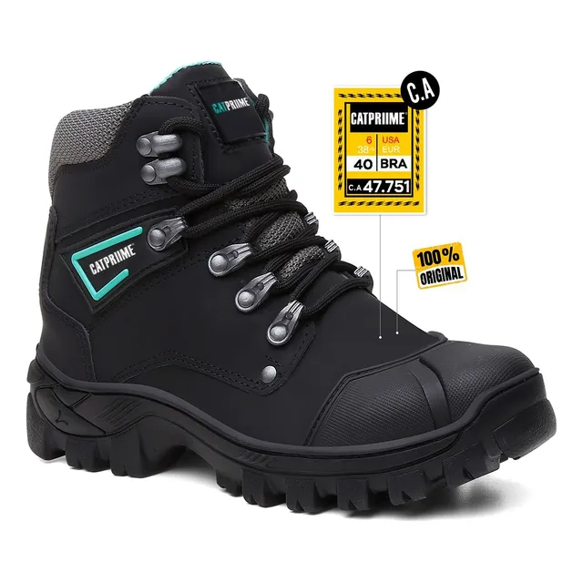 Coturno Cat Prime - Estilo E Modernidade Em Preto E Verde Coturno Cat Prime - Estilo E Modernidade Em Preto E Verde