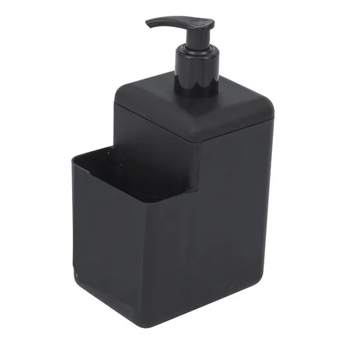 Dispenser De Detergente Líquido C/ Porta Bucha Esponja Pia Cor Preto