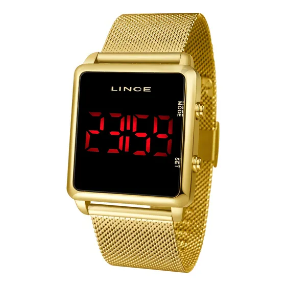 Relogio Lince Feminino Mdg4596l Pxkx Digital Gold Quadrado Cor da correia Dourado Cor do bisel Dourado Cor do fundo Preto