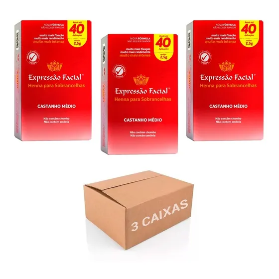 Kit 3 Hennas Expressão Facial 2,5g - Escolha Cores