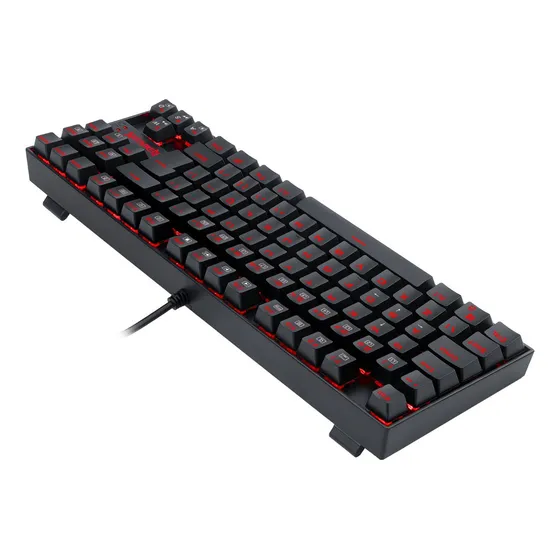 Teclado Gamer Redragon Kumara Preto com Rgb Vermelho Mecânico ABNT2 Switch Brown K552-2