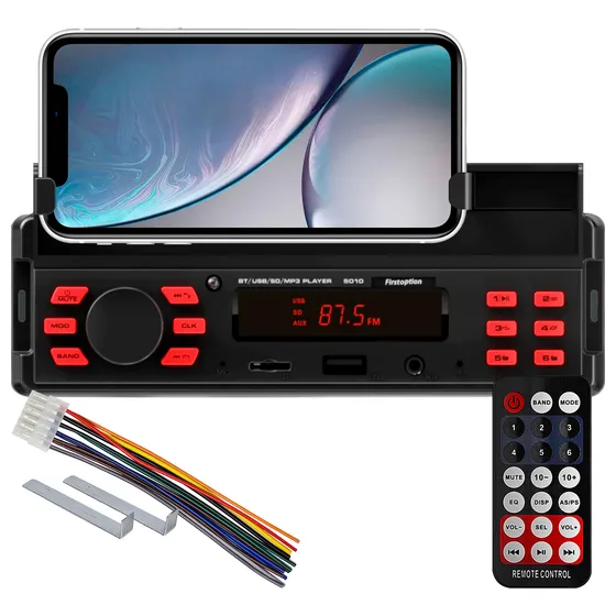 Rádio Mp3 Pra Carro Com Suporte Para Celular E Bluetooth
