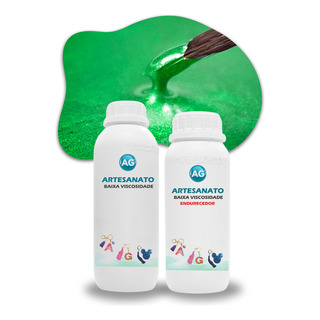 Resina 1kg Baixa Espessura Baixa Viscosidade + Pó Verde Resina 1kg Baixa Espessura Baixa Viscosidade + Pó Verde
