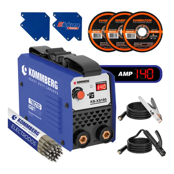 Soldadora Inverter Kommberg KB-XS180 MMA 140A Azul/Negro 220V
