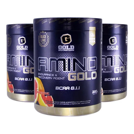 Amino Gold Bcaa Gold Nutrition Aminoácidos Pack X 3
