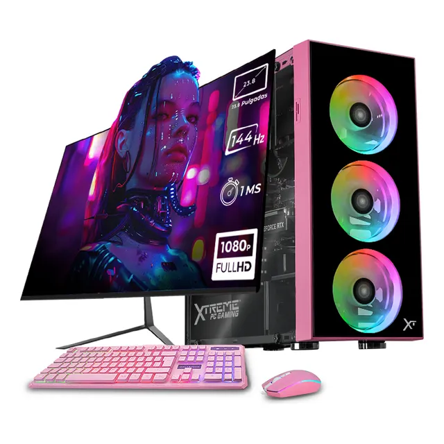 Xtreme PC Gaming Geforce RTX 3050 AMD Ryzen 5 5500 16GB SSD 1TB Monitor 23.8 144Hz WIFI Pink