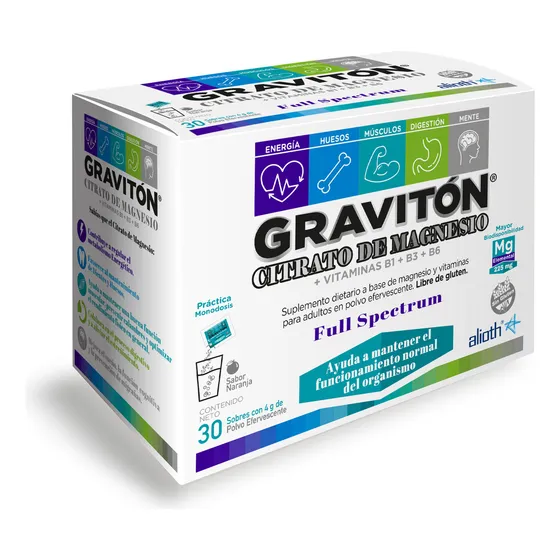 Graviton - Citrato De Magnesio - 30 Sobres - Efervescente Sabor Naranja