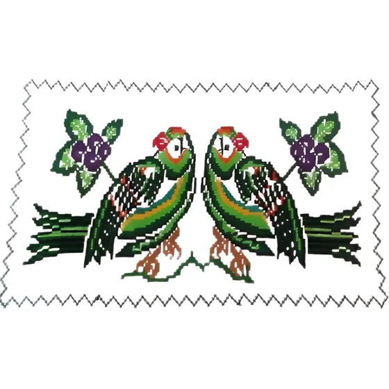 Funda Bordada Punto De Cruz Diseño Pájaros 1 Par