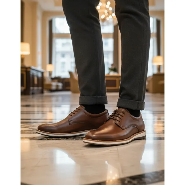 Sapato Casual Masculino Oxford Derby Confortável Moderno