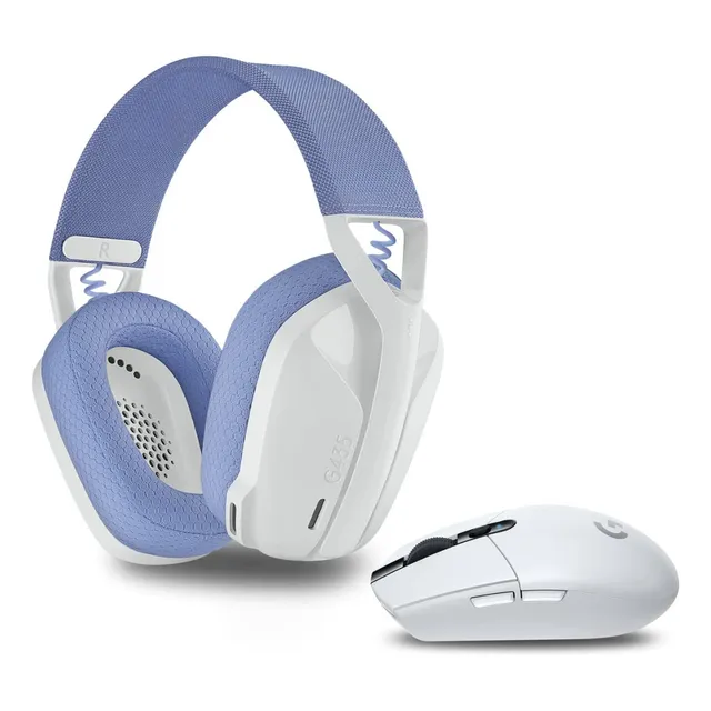 Combo Logitech Audífono G435 Blanco + Mouse G305 Lightspeed