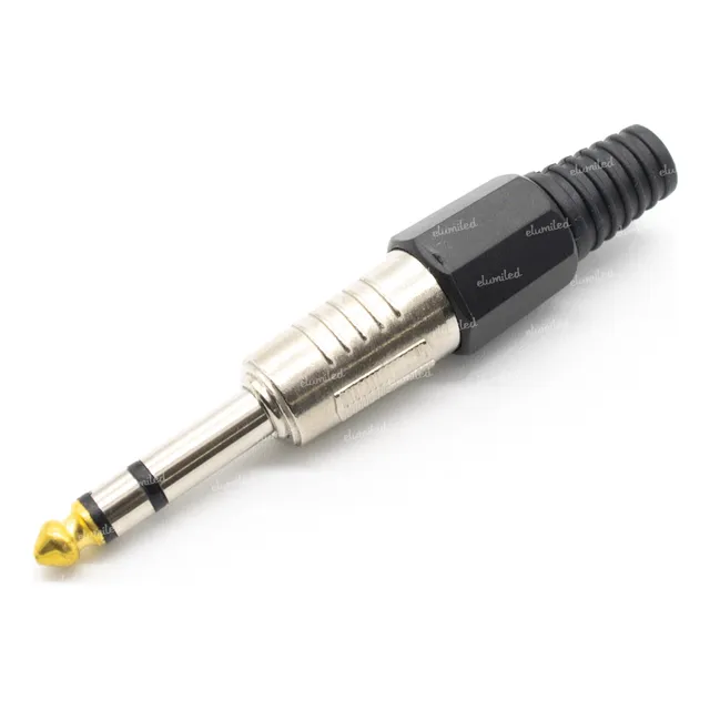 2 Conectores Macho Audio 6.5mm Estereo Tipo Neutrik Negro