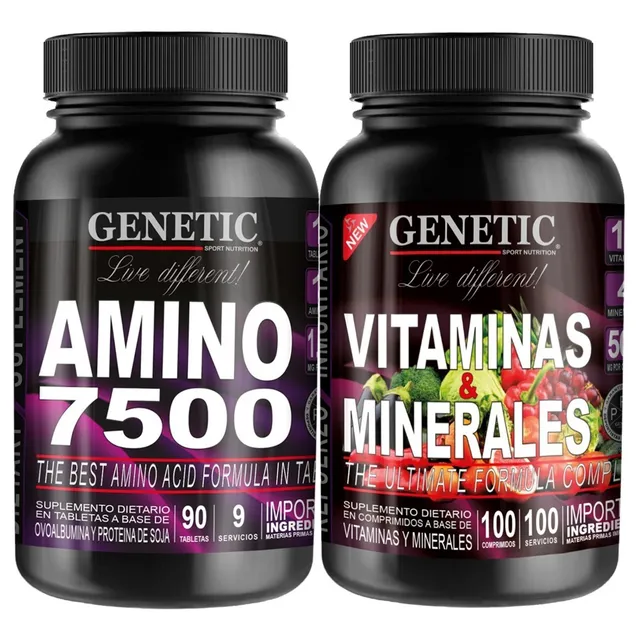 9 Aminos Esenciales Peptidos + Vitaminas Minerales Genetic 