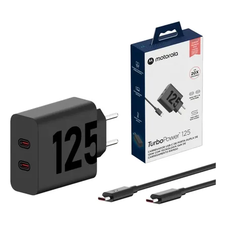 Carregador Motorola Moto Edge 30 Ultra Turbo Power 125w Preto - Duas Entradas - Tipo C