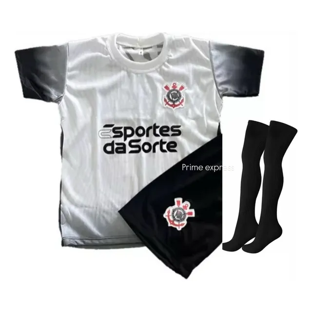 Kit Conjunto Infantil Com Meião Futebol Time Brasil Europa