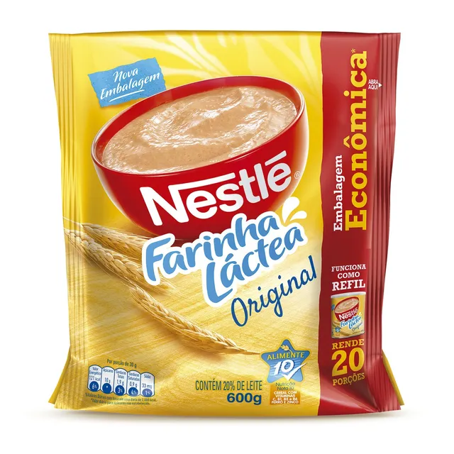 Farinha Láctea Original Embalagem Econômica Refil Pacote 600g Nestlé