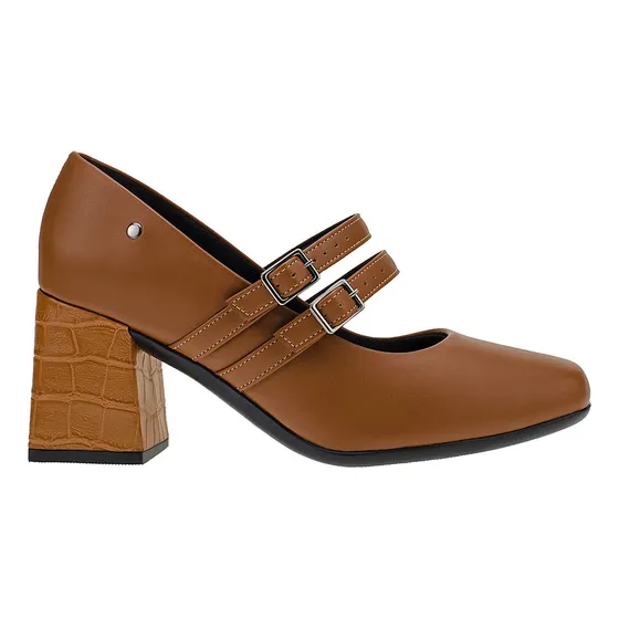 Sapato Boneca Feminino Bico Quadrado Salto Bloco Fivela 2861