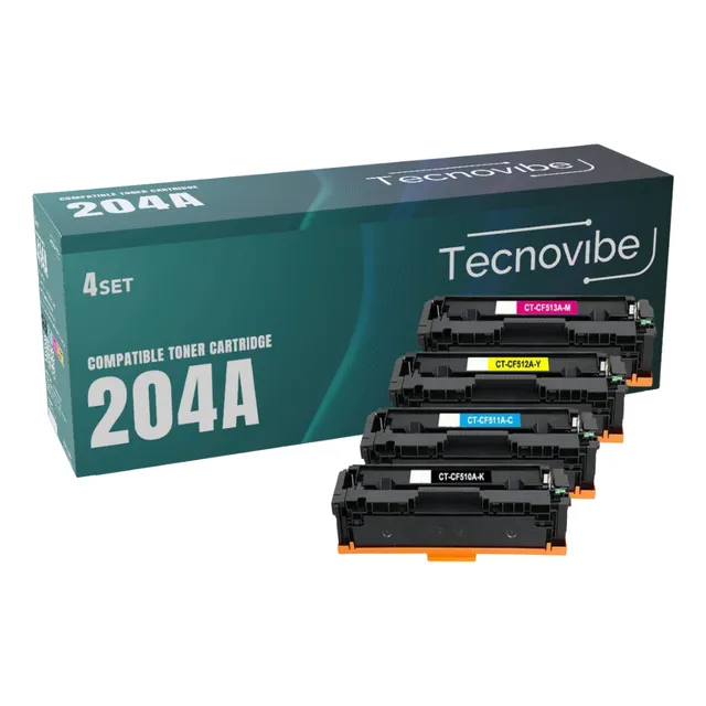Set Toner Alternativo Tecnovibe 204a Cf510a Cf511a Cf512a Cf513a Para Hp Laserjet Color Pro M154 Mfp M180 180n M181 181fw