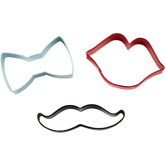 Cortador Galleta 3 Pieza Corbata Bigote Labio