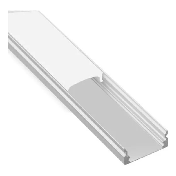 Perfil Varilla de Aluminio de Aplicar o Embutir para Tiras Led cover flat opal 17,3x7mm per-01 1m x2 Un Demasled Per-01