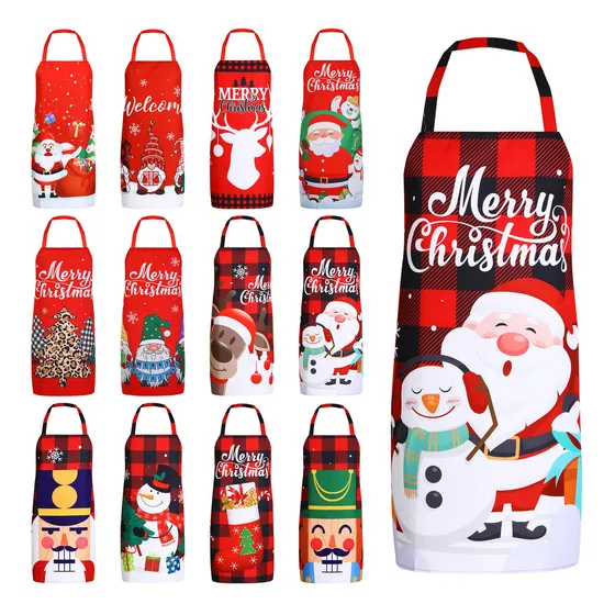 12 Delantal Navidad Granel Color Rojo Negro Divertido Para