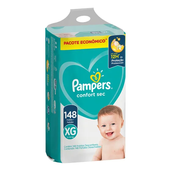Fraldas Pampers Confort Sec XG x 148 unidades