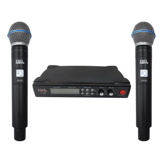 Microfone Sem Fio Multi Frequência Duplo Bastão Jwl U-685