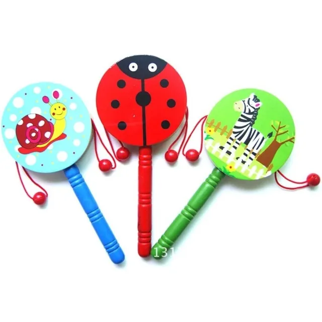 Pandereta Maraca De Madera Instrumento Musical Niños Juguete