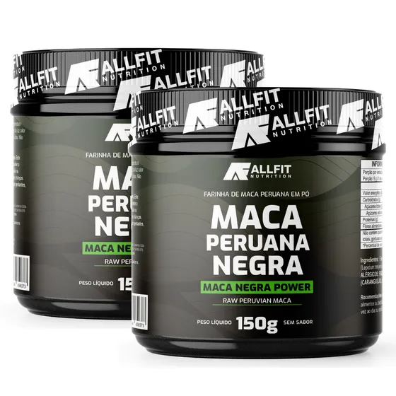 Kit 2x Maca Peruana Negra Preta Premium Em Pó 100% Pura 150g Raw Peruvian Maca Sem Sabor - Allfit Nutrition