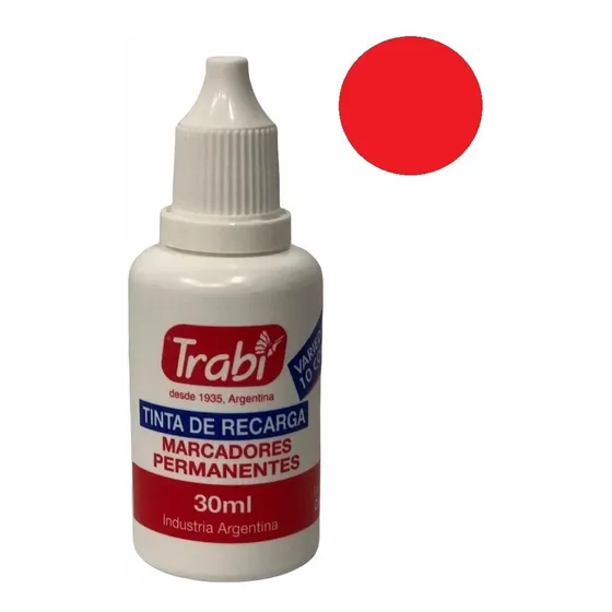 Tinta Trabi 30ml Recarga P/ Marcador Permanente Al Solvente Color Rojo