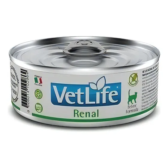 Vet Life Feline Formula Renal alimento para gato sabor mix em lata de 85gr