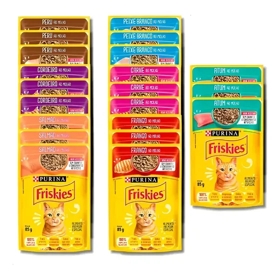 Alimento Úmido para Gato Adulto Friskies Sabor Variado Kit 21 Unidades de 85 g