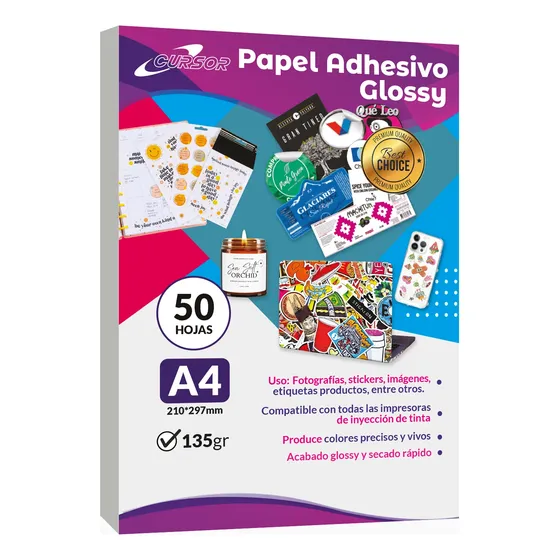 Papel Fotográfico Adhesivo Glossy A4 135g 50h