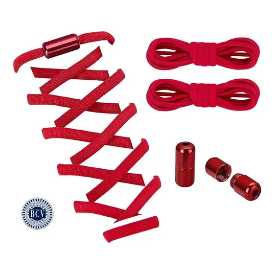 Trenzas Elásticas Rojas Con Broche De Metal Para Zapatos