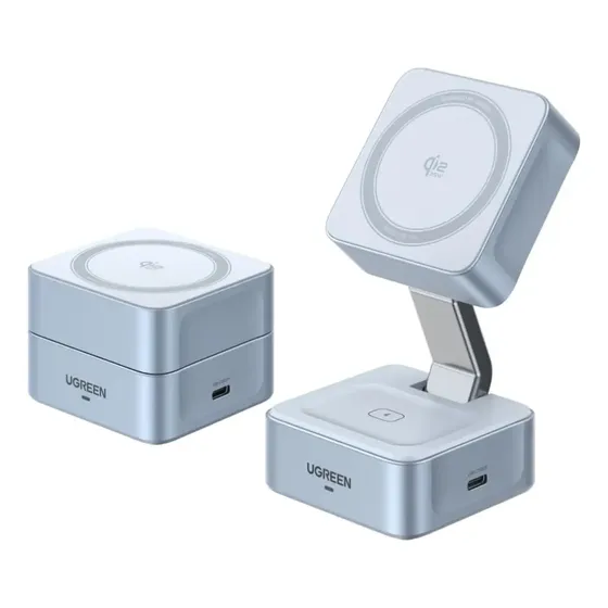 Cargador Inalámbrico Ugreen Qi2 2 En 1 Magflow 25 W Color Blanco | Cuotas sin interés