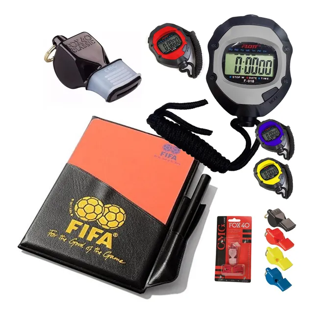 Set Tarjeta Árbitro Fifa + Cronómetro + Silbato Fox Deportes