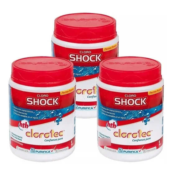 Pack X 3 Unidades De Shock De 1kg Clorotec (cloro En Polvo)