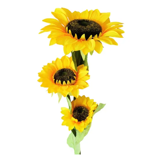 1 Tallo Con 3 Girasoles Decorativos Artificiales Reales  Mnr