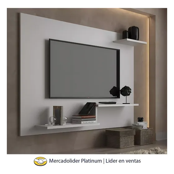 Panel Rack Tv Filadelfia Nordico 42 Pulgadas Madera Color Blanco